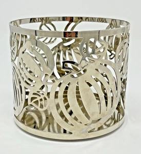 Bath & Body Works Candle Holder Silver Fall Pumpkins Leaves Slatkin Co Sleeve - Picture 1 of 8