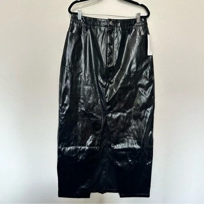 NUEVO CON ETIQUETAS Asos Amylynn Lupa Negro Imitación Cuero Maxi Camisa Abertura Frontal L Grande Mujer’s Foto 1 de 3