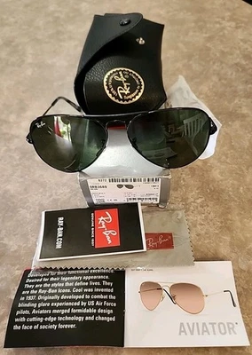 🔥 RARE Original RAY BAN RB3689 914831 Aviator Metal II Green Unisex Sunglasses - Image 1 of 4
