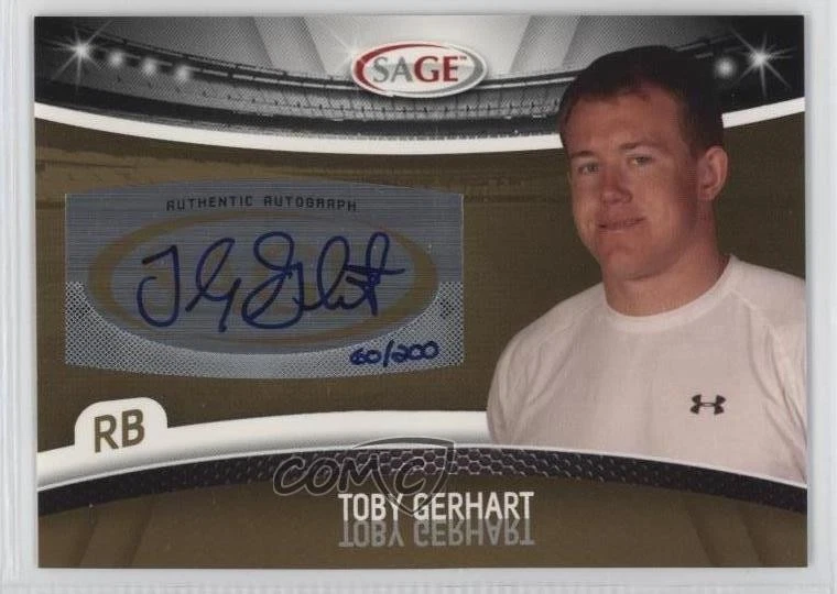 2010 Sage Auto Gold /200 Toby Gerhart #A-19 Rookie Auto RC - Image 1 of 2