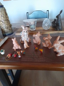 Deko Ostern Hasenfamilie mit Deko Schmuck für den Osterstrauch - Bild 1 von 10