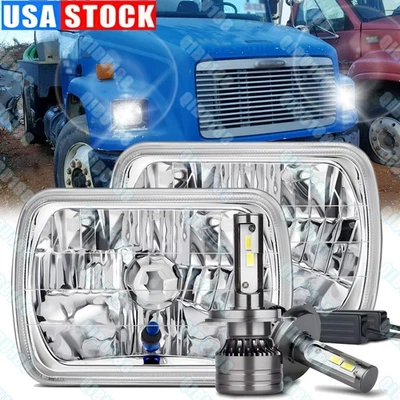 2x Fit Freightliner FL50 FL60 FL70 FL80 5x7" 7x6'' LED Headlights Hi/Lo Beam DOT - Image 1 of 4