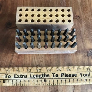 Machine Made Steel Letter Stamp Set In Wood Case - Picture 1 of 4