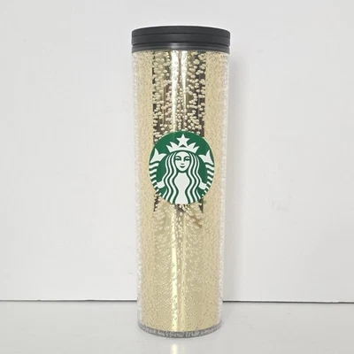 Starbucks 2020 Holiday Gold Multi Bubble Hot Cold Travel Tumbler 16oz Festive - Image 1 of 4