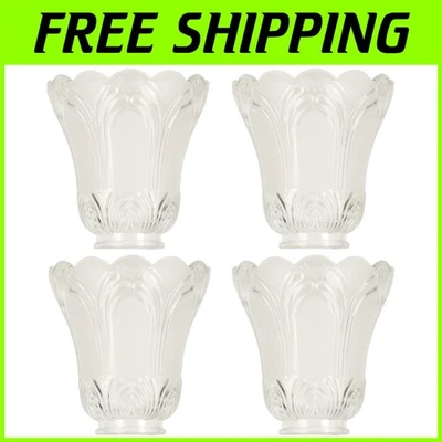 Elegant Cylindrical Glass Shades for Ceiling Fans - Clear & Frosted - Pack of 4 - Image 1 of 4