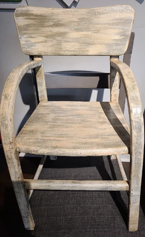 Antique Wooden Childs Kids Arm Chair School Desk 23"Hx13"Lx11.5"W Back To Front Cover