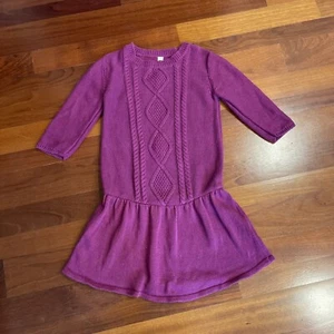 Cherokee Girls Magenta Metallic Pink Purple Cable Knit Sweater Dress L 10 12 - Picture 1 of 4