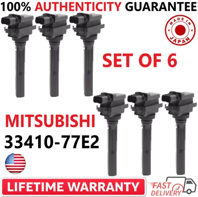Set of 6 OEM MITSUBISHI Ignition Coils For 1998-2007 Suzuki I4 V6, 33410-77E2 - Image 1 of 4