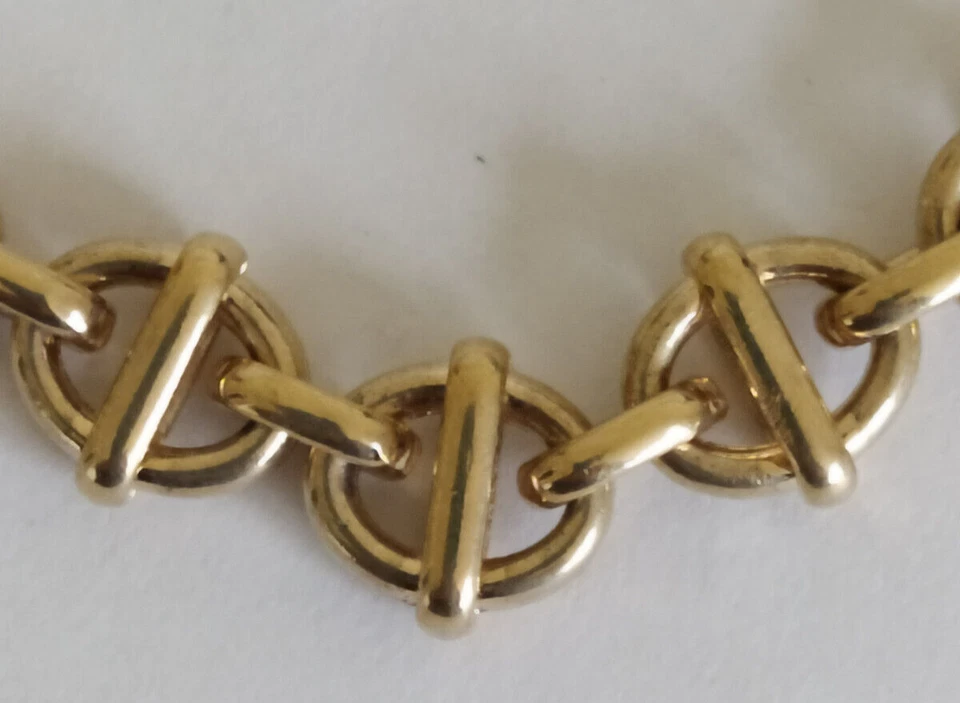 GARGANTILHA OVAL DUPLA BANHADA A OURO VINTAGE MONET - Imagem 1 de 4