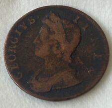 1731 GREAT BRITAIN GEORGE II HALF PENNY, US EARLY DAYS COLONIAL COPPER COIN