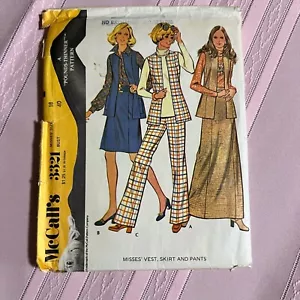 Vintage 1970’s McCall's 3321 Ladies Skirt Vest Pants Sewing Pattern Size 18 - Picture 1 of 2