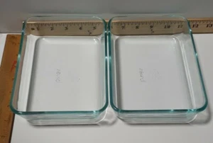 2-Pyrex 7210 Clear Casserole Baking Dish 3 Cup  Rectangle Ovenware 7 x 5 x 1.5 - Picture 1 of 5