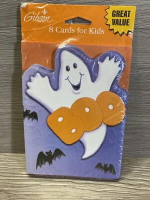Vintage 1980s/90s Gibson Greetings Halloween Cards 8 Per Pack w/ghost/bats kids - Image 1 of 2