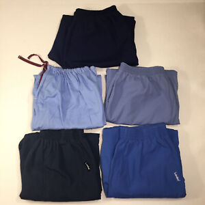 Vintage Nursing Scrub Pants Lot of 5 Blue Womens L to 3XL Medical Lab Uniform