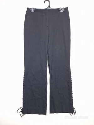 Pantalones negros para mujer Cambio con cordón lateral pierna tiro medio mezcla de lana talla 8 Foto 1 de 4
