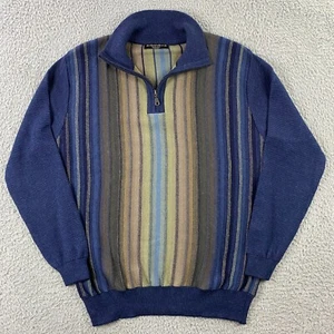 Alpandina Sweater Mens Medium 100% Baby Alpaca 3D Knit Pullover 1/4 Zip Soft - Picture 1 of 10