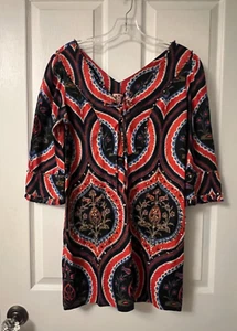 Juicy Couture Tunic Dress Top Size 0 Silk Paisley Boho Hippie - Picture 1 of 9