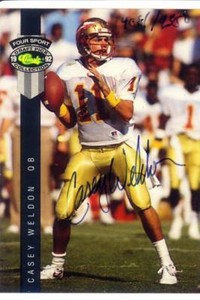 casey weldon rookie rc draft auto autograph fsu seminoles noles college 1992 #d