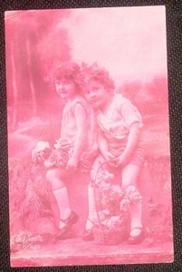 Vintage Postkarte - 1930 - Echtfoto Poscard Kinder - Tracht - Löwe - Bild 1 von 2