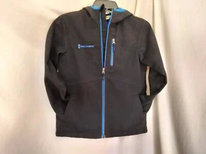 Free Country Jacket Coat Black Blue Camo Zip Up Hooded Boys Size Large 7/8  - Picture 1 of 8