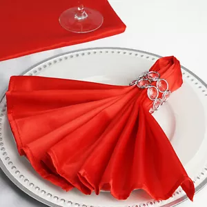 10 RED Silky SATIN 20x20" Wedding NAPKINS Party Table Linens Catering Supplies - Picture 1 of 6