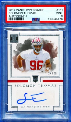2017 Panini Impeccable SOLOMON THOMAS #151 Auto /75 ROOKIE PSA 9 POP 1 COWBOYS - Image 1 of 2
