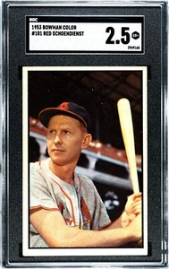 1953 Bowman Color Red Schoendienst #101 SGC 2.5 Cardinals, NEWLY GRADED 