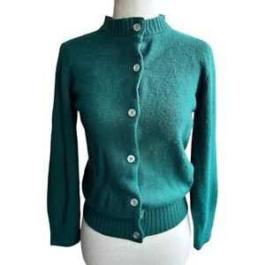 Cárdigan Suéter Rockabilly Vintage Años 60 Verde Esmeralda Orlon Acrílico Tejido S/M - Imagen 1 de 6