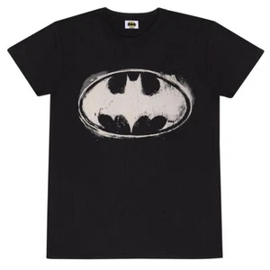 Camiseta Batman DC Comics Oficial BW Logo Envejecido Símbolo Negra Nueva - Imagen 1 de 4