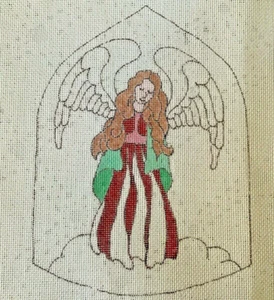 S C Johnston Designs Nadelspitze Handstich bemalt Leinwand Engel 18 Stück Mono - Bild 1 von 3