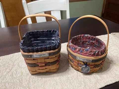 Longaberger Set of 2 Inaugural Baskets 1993 and 1997 Basket Combo Signed Cover