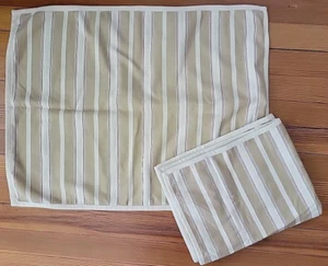 Ralph Lauren schwere Baumwolle hellbraun gestreiftes Paar Standardkissen Shams 21 Zoll x 26 Zoll - Bild 1 von 5