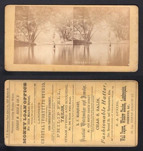USA Philadelphia Wissahickon 1890s Stereoview Photo. Great ADVERTISING Back - Picture 1 of 3
