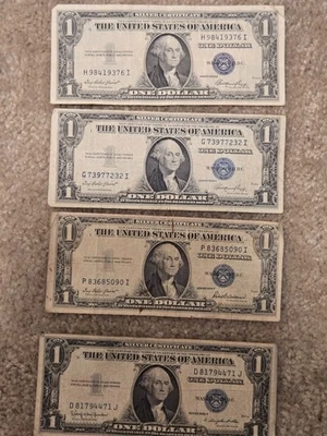 1935  Four. 1  Dollar Bills Blue Seals - Image 1 of 2