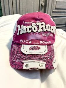 Hard Rock Couture~Rock Royalty - St. Maarten - Distressed Strapback Hat/Cap Pink - Picture 1 of 8