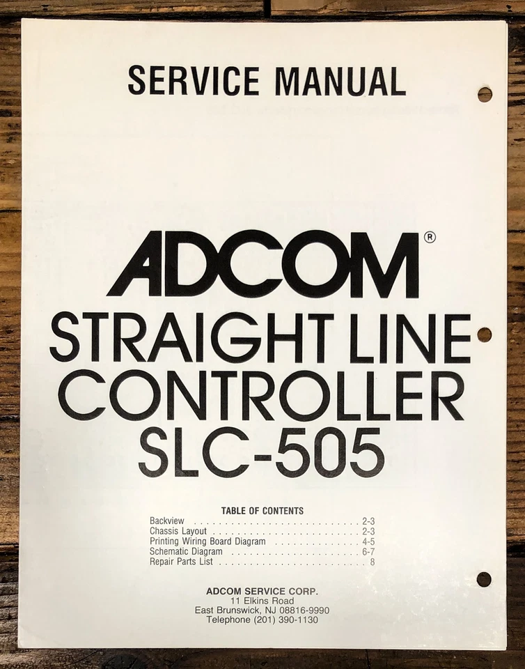Adcom SLC-505 Straight Line Controller Service Manual *Original* - Image 1 of 1