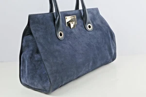 Jimmy Choo Tasche dunkelblau Wildleder Leder Doppelhenkel Riley Tote - Bild 1 von 22