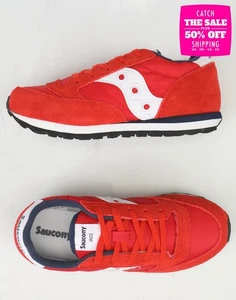 SAUCONY Kids Leather Techno Fabric Sneakers US3 EU35 UK2 Logo Red Flat - Picture 1 of 4