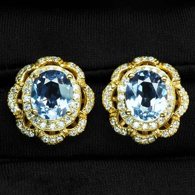 Pendientes de plata de ley 925 de oro de 24 quilates lujosos cambios de color alejandrita 8,70 quilates Foto 1 de 4