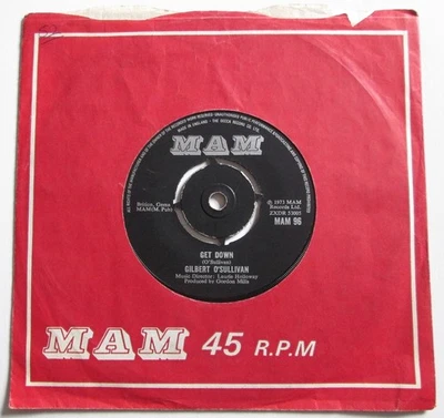 Gilbert O Sullivan - 7" UK 45 - Get Down - 1973 - MAM 96 - C/S - VG+/VG+ - Image 1 of 2