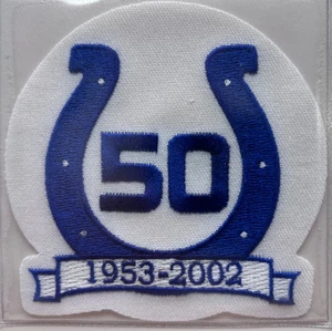 NFL Indianapolis Colts 50th Anniversary Game Patch On Stat Card Willabee & Ward - Bild 1 von 7