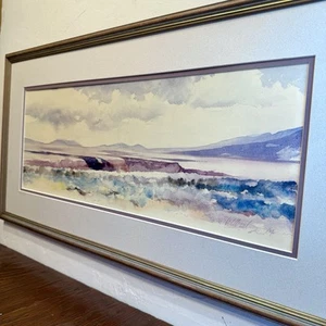 Southwest Landscape In Lavender Pastels Signed Water Color Print, Framed, Matted - Picture 1 of 11