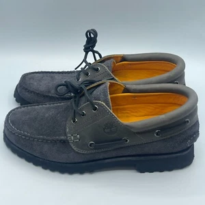 Timberland Handsewn Boat Shoe 3 Eye Classic Lug Shoe Gray Suede Size 11 - Picture 1 of 6