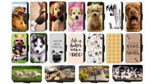 DOG CUTE PUPPY Animal Flip/Wallet Phone Case For Apple iPhone 5 6 7 8 XS XR Max - Picture 1 of 27