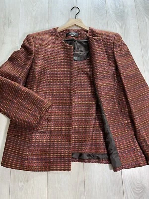 Kasper Orange Purple Metallic Tweed Jacket + Vest 2Pc Set Sz 18 - Image 1 of 4