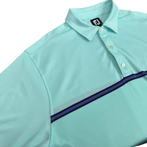 Footjoy Polo Golf Shirt Short Sleeve Aqua Blue XL - Picture 1 of 9