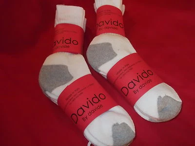 Davido Mujer Calcetines Crew Hecho en Italia 100% Algodón Talla 9-11 Blanco/Gris 6 Pares Foto 1 de 3