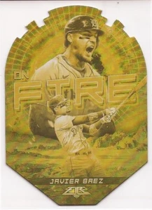 2022 TOPPS FIRE - ON FIRE - # EF-22  - JAVIER BAEZ - GOLD DIE CUT - DETROIT - Picture 1 of 2