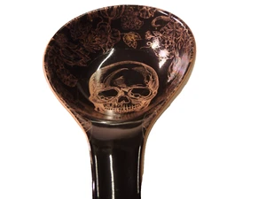 Designer's Choice By Coventry Skull Spoon Rest Black Pink Floral Bouquet - Picture 1 of 7