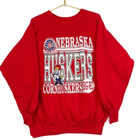 Vintage Nebraska Cornhuskers Crewneck Sweatshirt Size XL Red Ncaa Made In Usa Cover